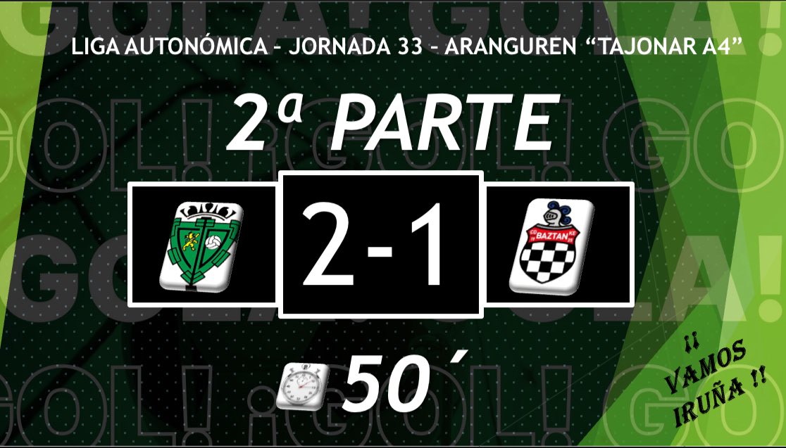 ⏱️50’. Gol del <a href="/BaztanCd/">CD BAZTAN KE</a> gol desde los 11 metros de Jon Osacar! (2-1)

#IruñaBaztan