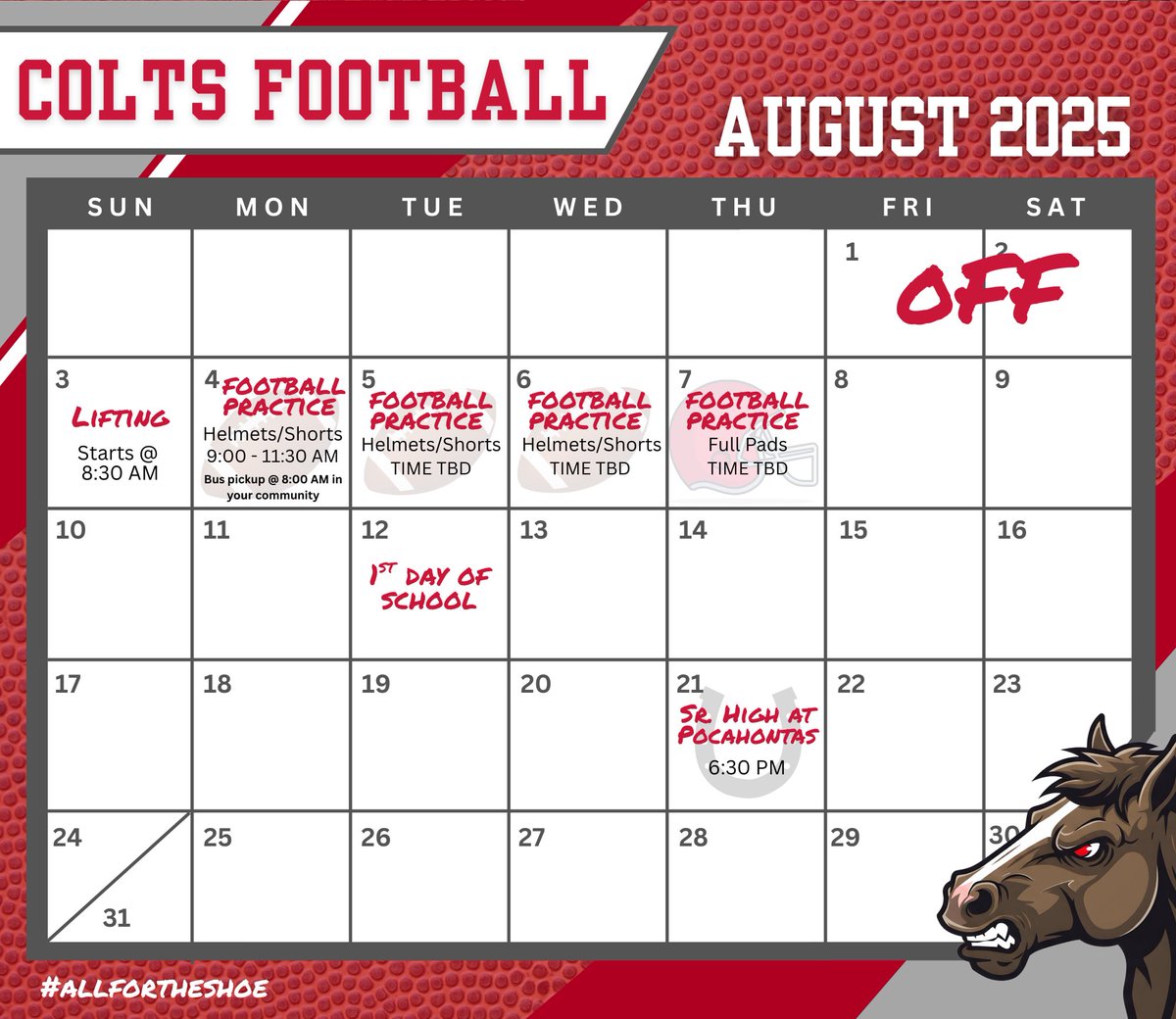 Rivercrest Summer Schedule:
