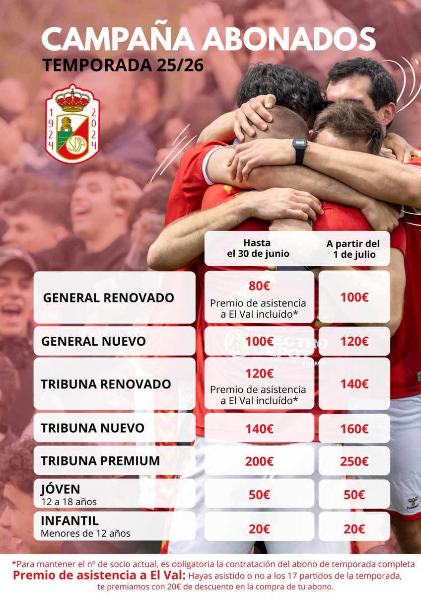 RSD ALCALA SAD (@rsda_oficial) on Twitter photo 🎟️ ¡Somos Alcalá, Somos RSDA. ABÓNATE!
Porque el corazón rojillo late más fuerte contigo en la grada.  ❤️
¡Hazte abonado y vivamos juntos la 25/26!
Abónate en el siguiente enlace:
rsdalcala.yocus.com/shop 🎟️ ¡Somos Alcalá, Somos RSDA. ABÓNATE!
Porque el corazón rojillo late más fuerte contigo en la grada.  ❤️
¡Hazte abonado y vivamos juntos la 25/26!
Abónate en el siguiente enlace:
rsdalcala.yocus.com/shop