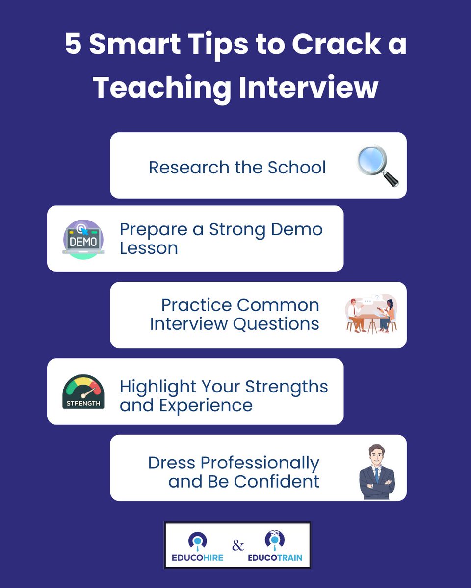 educohire_'s tweet image. Want to stand out in your next teaching interview?
Swipe through our top tips and boost your confidence!

Follow us for the latest job openings &amp;amp; expert interview guidance.

#TeachingInterviewTips #TeacherJobs #TeachingCareers #InterviewPreparation #CrackTheInterview #EducoHire