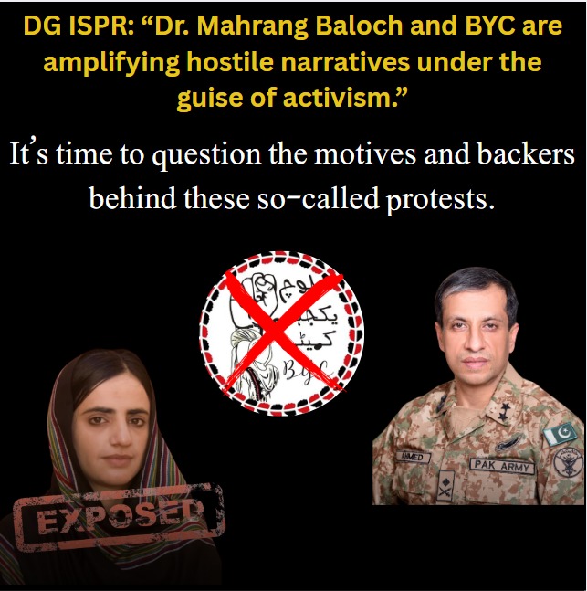 jahannzaib_'s tweet image. DG ISPR: “Dr. Mahrang Baloch and BYC are amplifying hostile narratives under the guise of activism.”
It’s time to question the motives and backers behind these so-called protests.
#ProtectPakistan #BalochistanMatters #TruthOverPropaganda