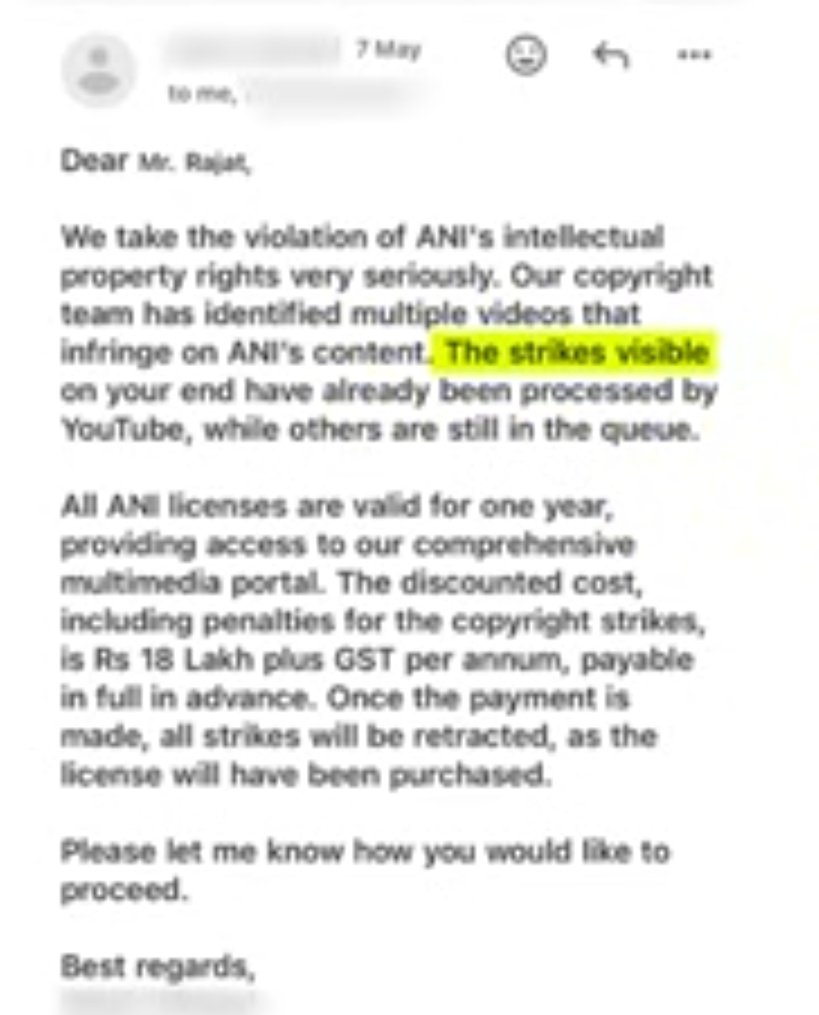 Meet RAJAT PAWAR 

Makes funny content

Used to work at a small time call centre 

Slogged hard for 6 yrs to reach 3M subs on <a href="/YouTubeIndia/">YouTube India</a> 

Now <a href="/ANI/">ANI</a> is on verge of finishing him cuz he didn't pay 18 LACS + GST for using their 9 &amp; 10 sec clip in 2 "funny" videos

#ANIExposed
