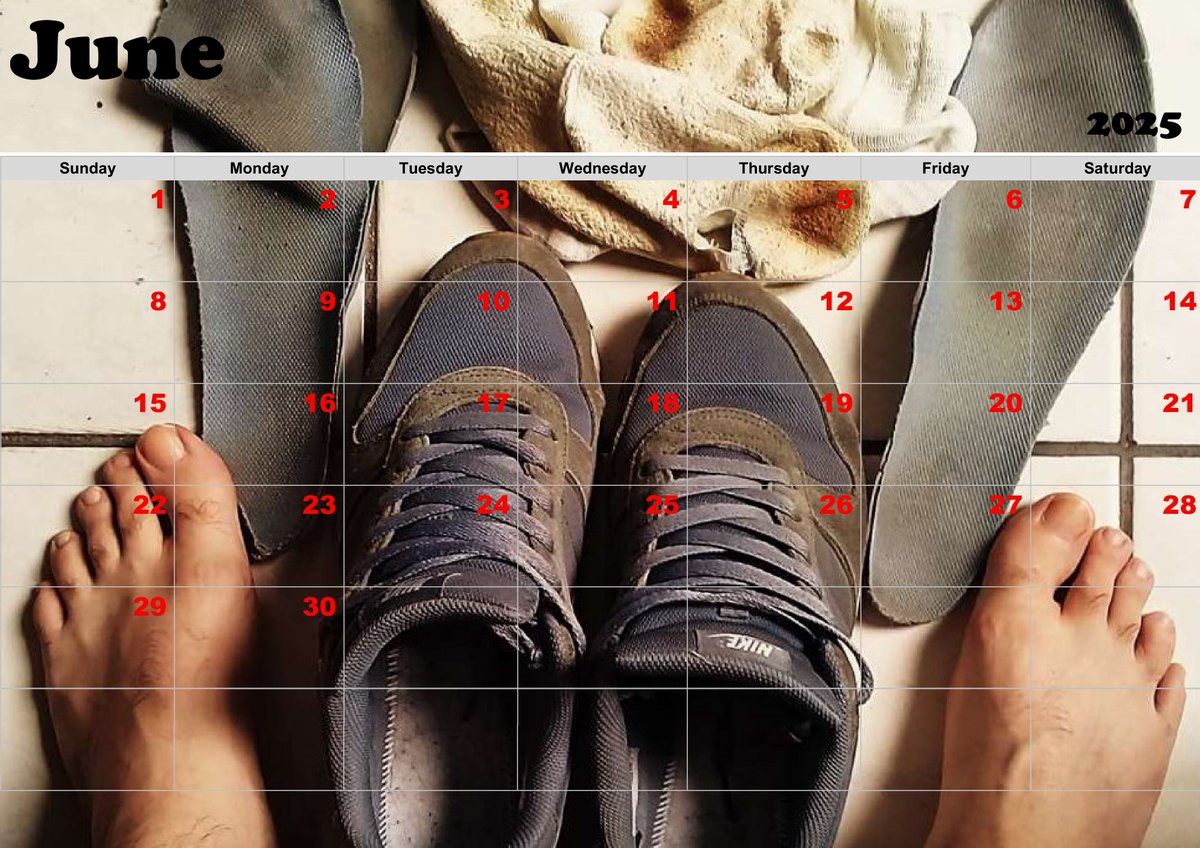 Aqui está meu #SneakerCalendar de Junho/2025! Espero que estejam gostando deste tipo de postagem!
Here is my #SneakerCalendar for June/2025! I hope you are enjoying this type of post!😏
#dirtysneaker #stinkysneaker #sneakerfetish #nikefetish #dirtysocks #stinkysocks #sockfetish