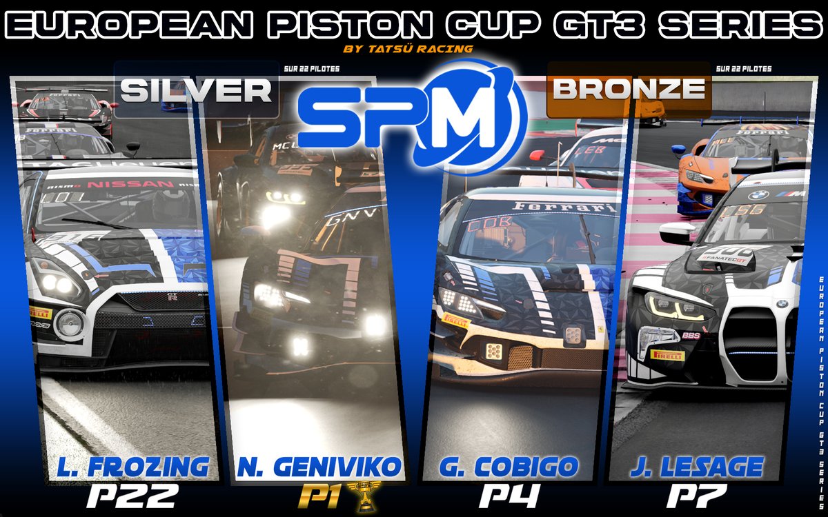 Résultats de nos pilotes dans l'européan piston cup series avec un top 1 pour nicolas GENIVIKO

GG à eux

#UniverseisOurs #assettocorsacompetizione