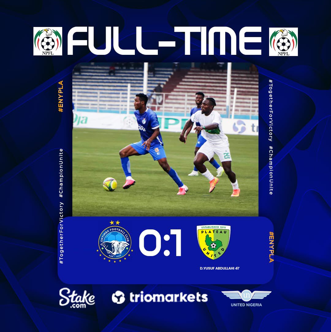 FT' |  Full time here in Aba 

| 0-1 |

#NPFL25 #ENYPLA