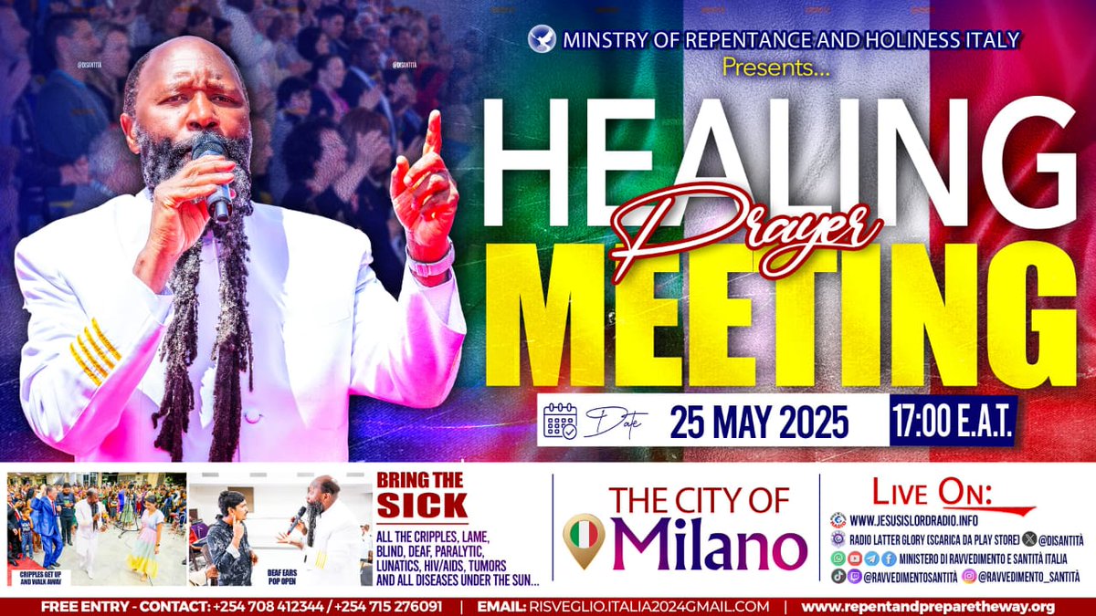 Come and see the real miracles of the Eternal blood of Jesus. It's happening right now in city of Milan. The Mega Prophets of the Lord has made a decree &amp; there's explosion of miracles.
What a powerful healing service!
#GlobalHealingPrayer