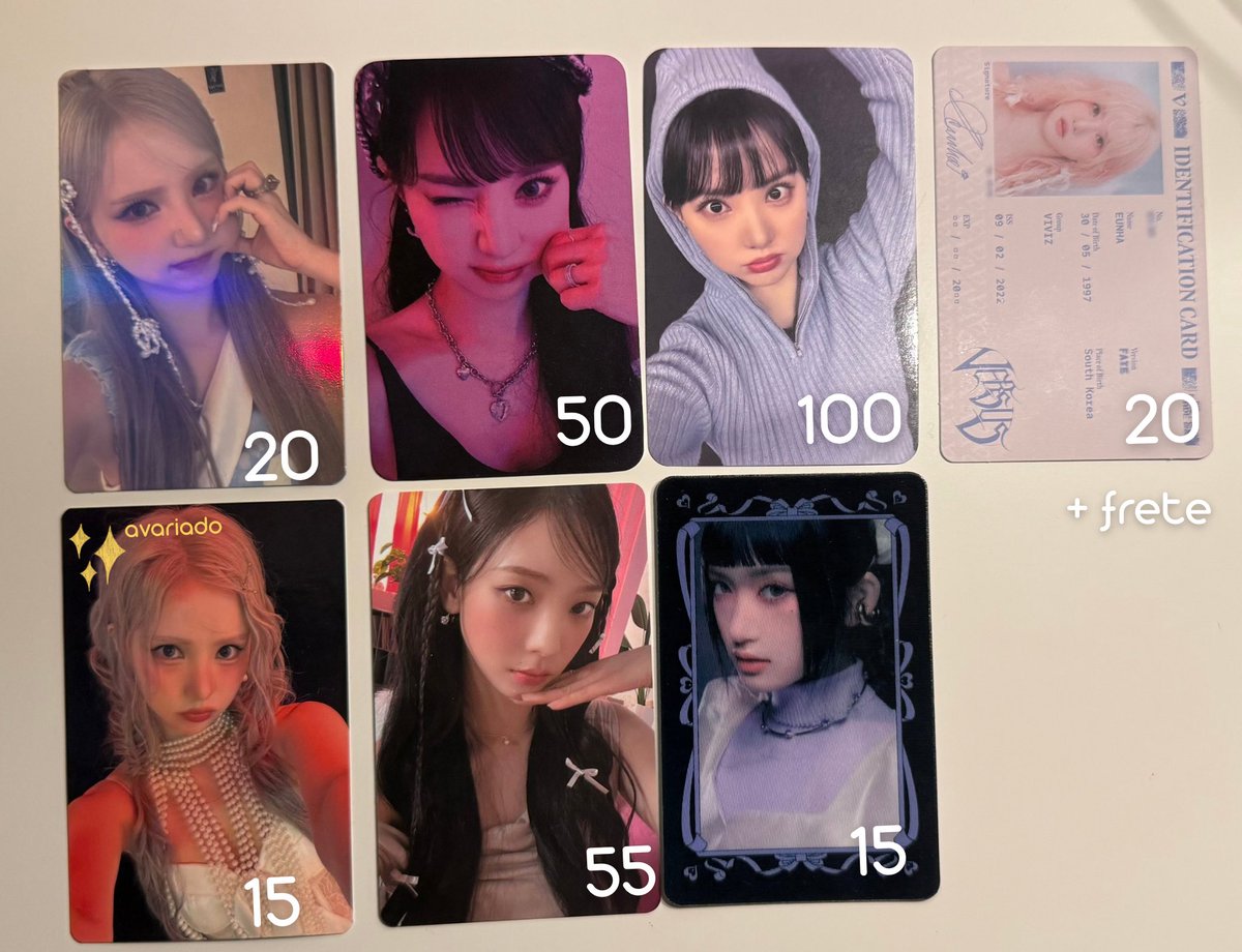 puddign's tweet image. Venda☀️.  .. vendo troca troco 𓆩eunha
karina leeseo 𓆪
precos da imagem+ frete
troco por photocards da  juun da minha wl