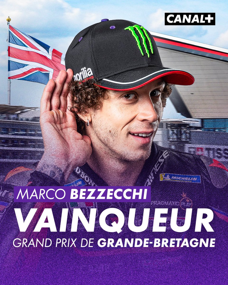 CanalplusMotoGP's tweet photo. Victoire de Marco Bezzecchi ! Victoire d'Aprilia à Silverstone ! 🤩

L'Italien s'impose devant Johann Zarco 🥈 et Marc Márquez 🥉

#BritishGP #MotoGP https://t.co/7SEssQBmhF