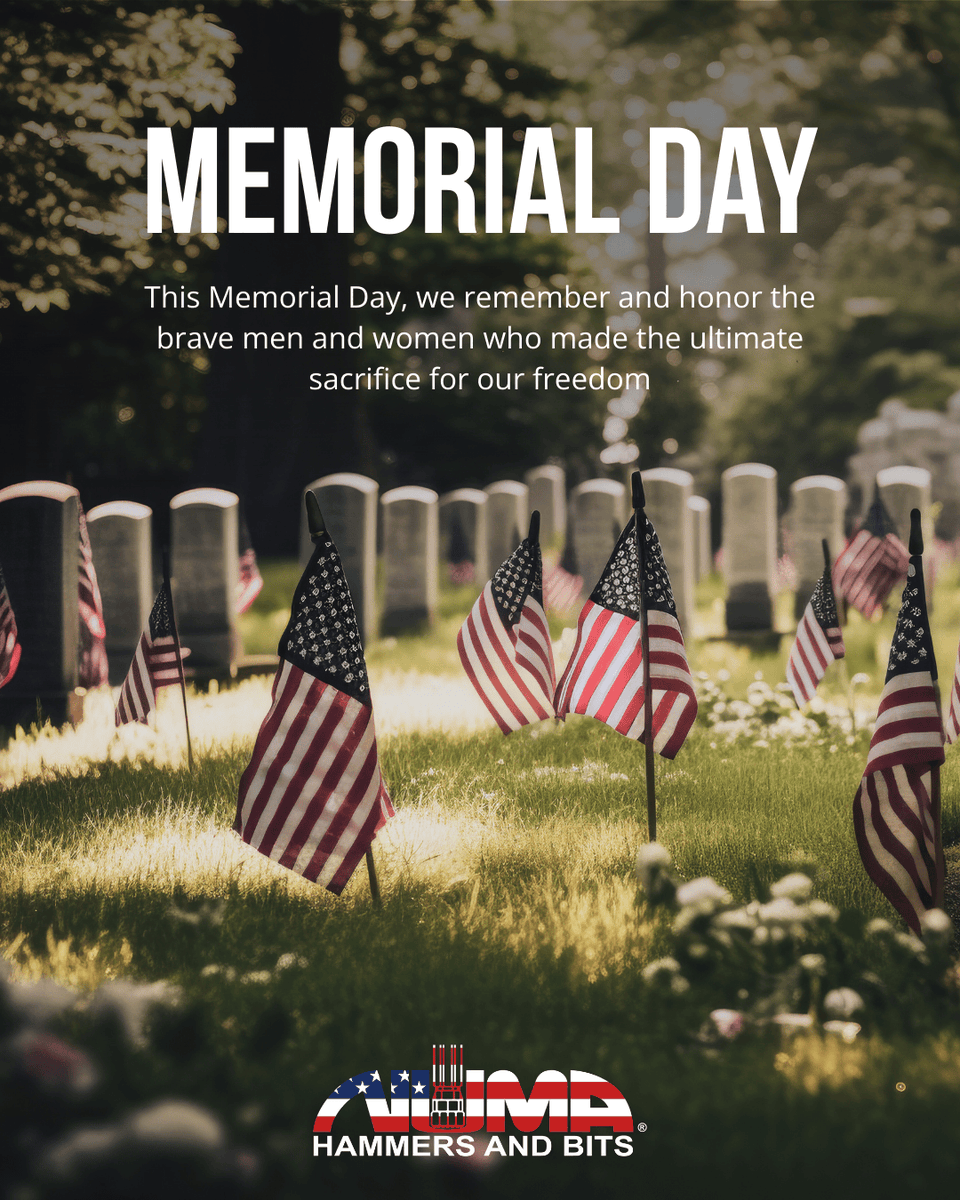 Numa_Hammers's tweet photo. This Memorial Day, we remember and honor the brave men and women who made the ultimate sacrifice for our freedom. #MemorialDay #HonorTheFallen #construction #drilling #rockdrilling #NumaRocksOn #foundationdrilling #deepfoundations https://t.co/cjprKLah0y