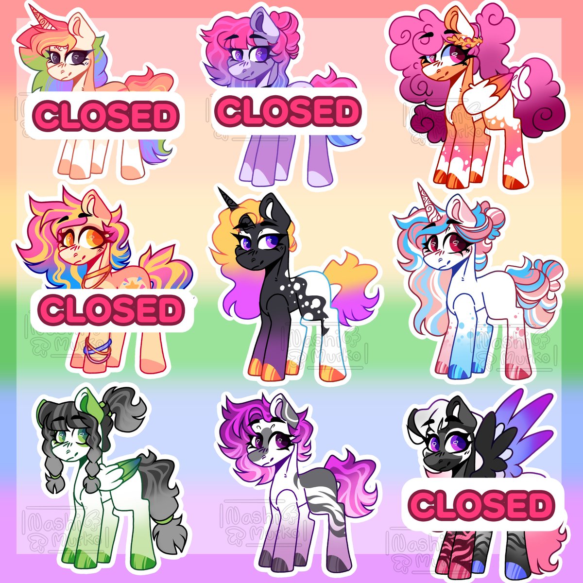 UPDATED PRIDE MONTH INSPIRED ADOPTABLE BATCH! 🏳️‍🌈

🌟All Available Here OR IN BIO SHOP - ko-fi.com/nashimurko/shop

⭐️interactions appreciated ⭐️
#MLP #mlpadopt #mlpadoptable #pridemonth #mylittlepony #mylittleponyadopt #mylittleponyadoptable #mlpfanart #mlpfandom