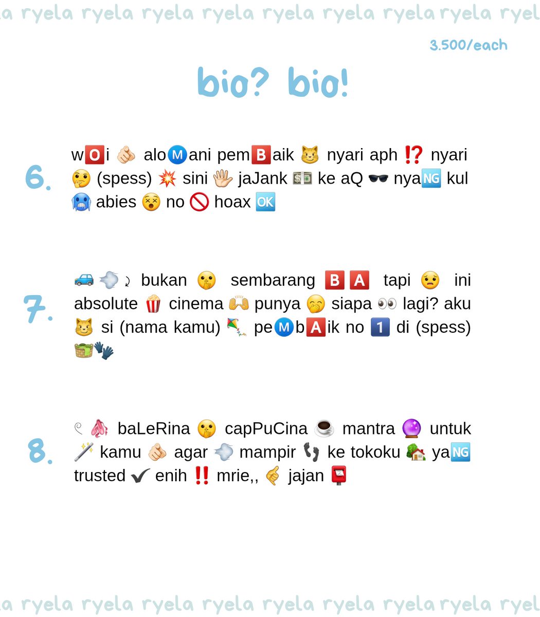 ╯ 🖐🏻 Halo! ada wording bio rs dengan 3.5k / each aja! bisa langsung di take ke <a href="/dranheng/">ryELa!</a> ya! #zonauang