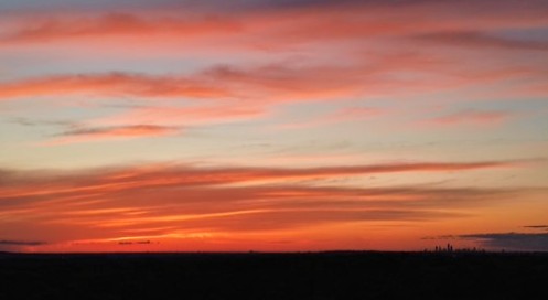 Beautiful sky for yesterday's Cleveland sunset, 300' up and from about 20 miles SE. 1st pic is right at sunset and 2nd is a few minutes after
