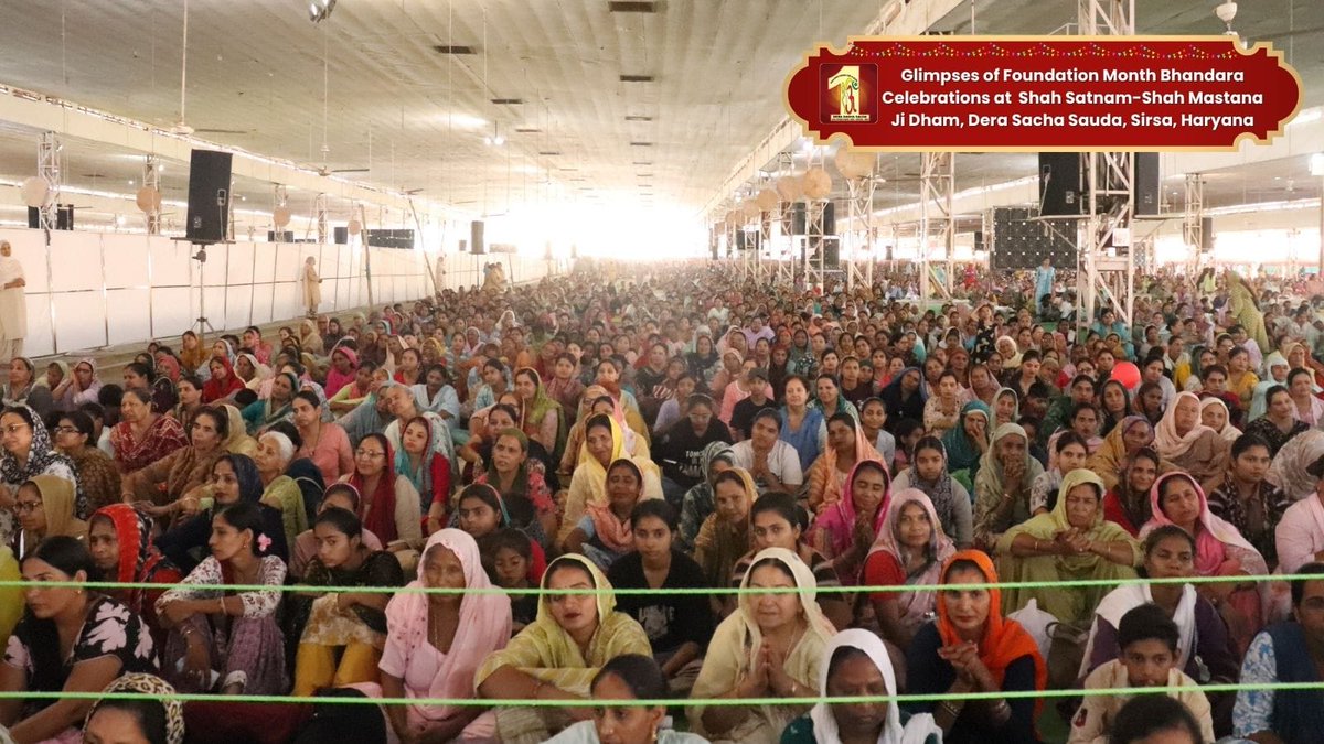 kh_insan926's tweet image. Today, celebrated the 77th #DSSFoundationMonth at Dera Sacha Sauda, Sirsa, with millions of devotees joining the Bhandara,  sang bhajans and absorbed the divine sermons of Saint Dr. Gurmeet Ram Rahim Ji, embracing love, service, and unity.