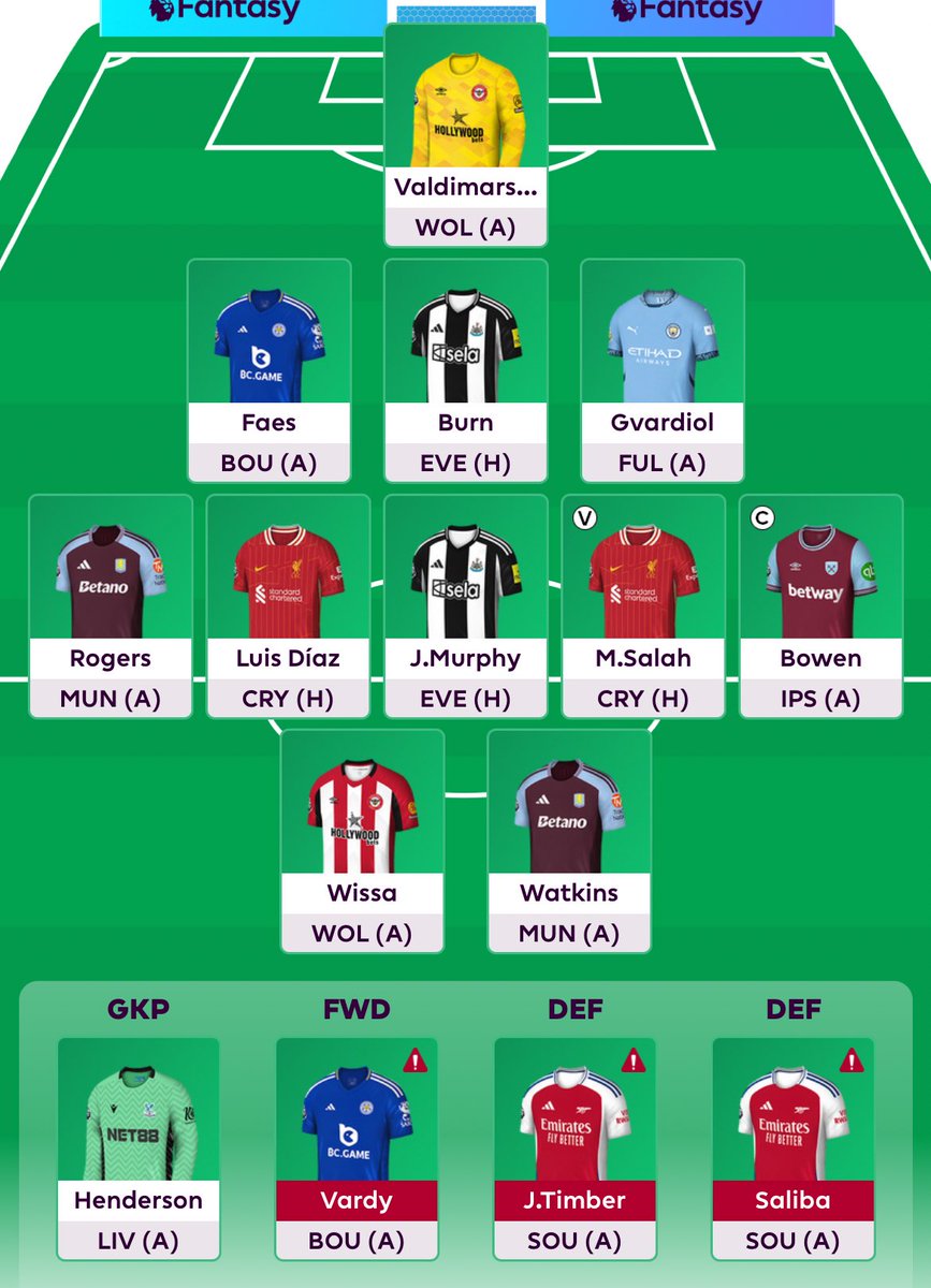 TORPET GW38
Avslutar säsongen med blodröd kvist och trippelbindeln på JARROD BOWEN! Även Diaz in mot KdB för -4. En sista push mot Oraklet. Forza Torpet!