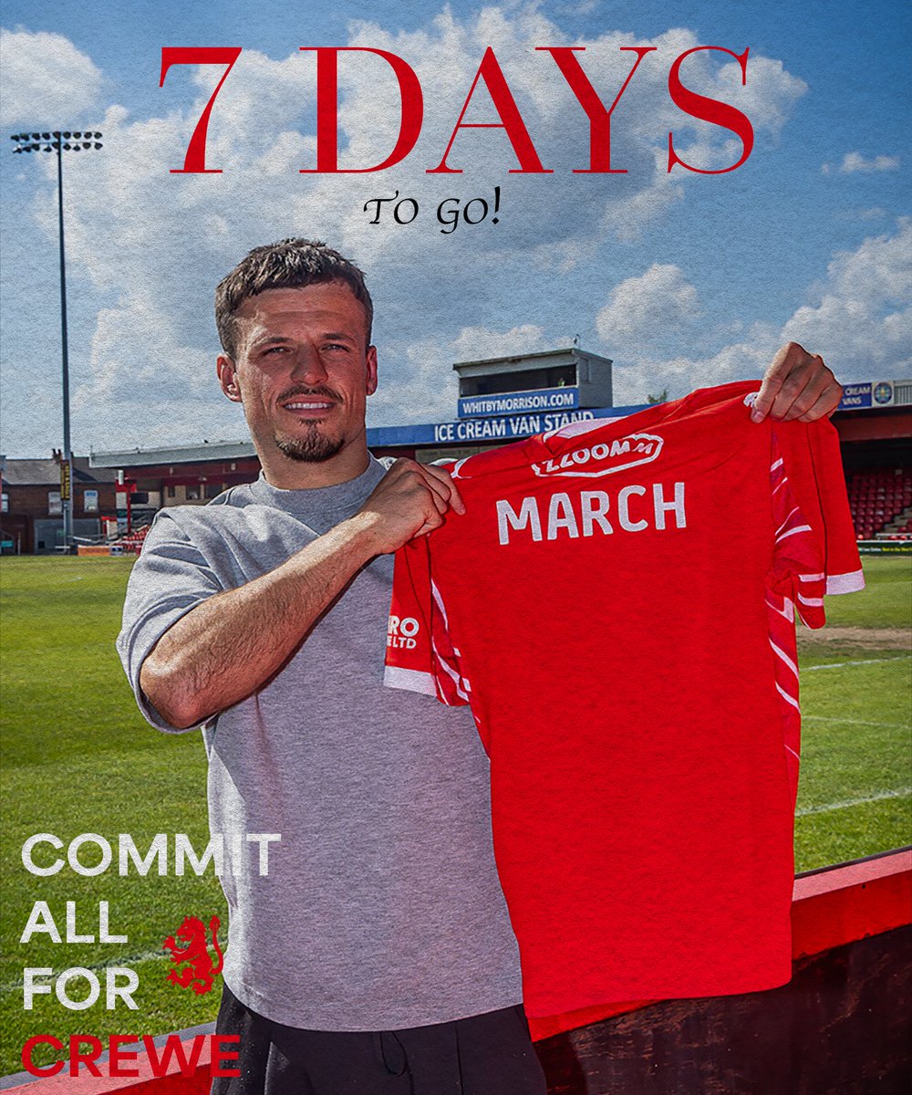 crewealexfc's tweet photo. The countdown is on... βοΈ
There are only 7β£ days left for supporters to secure their Season Ticket seat at the cheapest rate for the 25/26 campaign! ποΈ
Josh has committed to the Alex - now it is your turn π«΅
π https://t.co/RT7XSoI1bv
#CommitAllForCrewe | #CreweAlex https://t.co/rRRc6aa9Jl