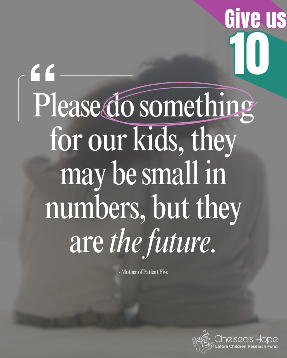 #GiveUs10 - Save 10 children fighting #LaforaDisease!

The mother of Patient 5 has been reaching out to businesses and news outlets begging, “Please do something for our kids, they may be small in numbers but they are the future.”

🔗 Donate: givebutter.com/LaforaSafetySt…

#FightLafora