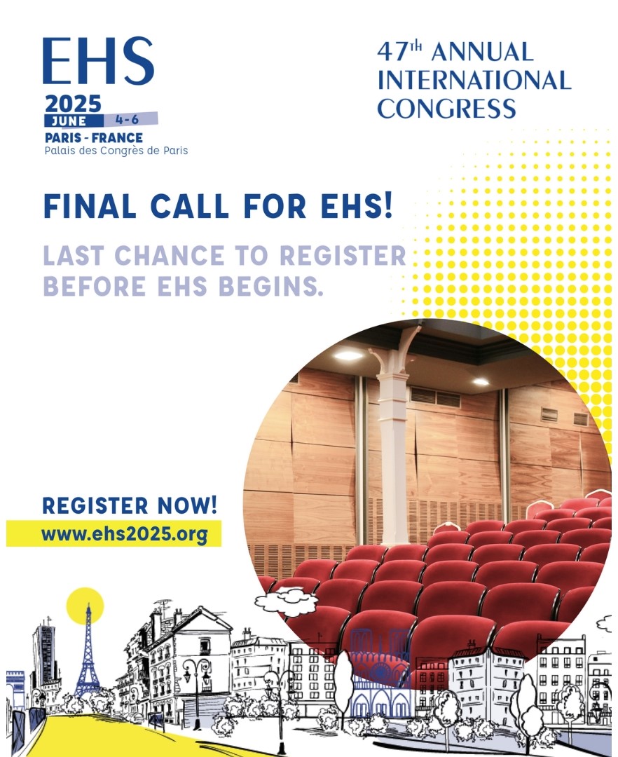 EHS2025Paris (@ehs2025paris) on Twitter photo ⏳ Last chance to register for EHS2025!
The 47th European Hernia Society Congress kicks off soon in Paris.
✔️ Meet global experts
✔️ Explore cutting-edge research
✔️ Join sessions, exhibitions & social events
Register now: ehs2025.org/registration
<a href="/eurohernias/">European Hernia Society</a>
#HerniaSurgery ⏳ Last chance to register for EHS2025!
The 47th European Hernia Society Congress kicks off soon in Paris.
✔️ Meet global experts
✔️ Explore cutting-edge research
✔️ Join sessions, exhibitions & social events
Register now: ehs2025.org/registration
<a href="/eurohernias/">European Hernia Society</a>
#HerniaSurgery