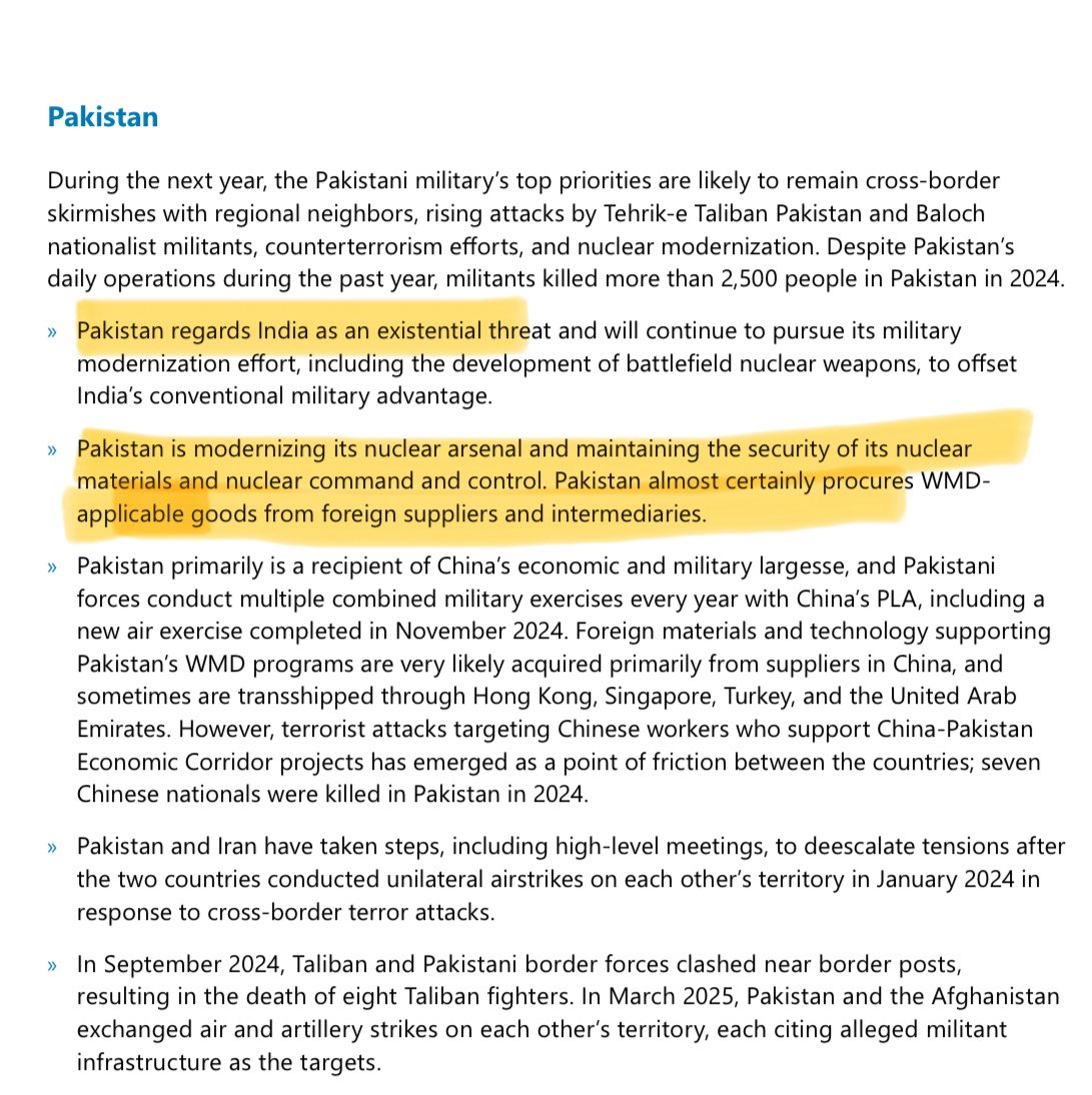thedefenseride's tweet photo. U.S. Defence Intelligence Agency’s Worldwide Threat Assessment 2025 report says,   

#Pakistan modernising its #Nucleararsenal 

#indpakwar #nuclearweapons #usaintelligence https://t.co/GHKGgnWnkd