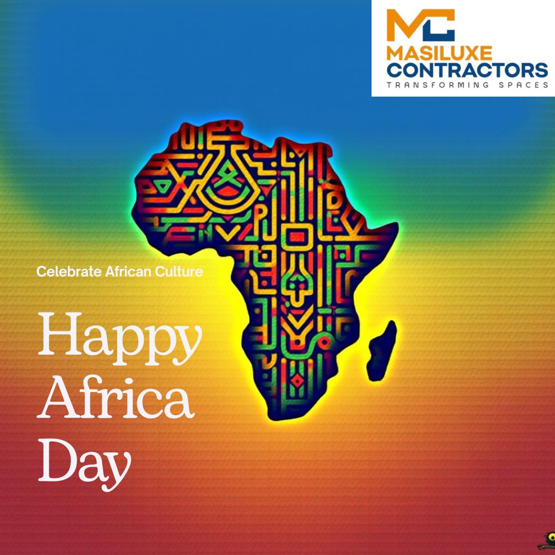 MasiluxeC's tweet photo. Africa, A vibrant continent of diverse cultures, breathtaking landscapes and rich heritage, wishing you all a Happy Africa Day. 

We are open tomorrow from 9am to 1pm
Call/App 0774244380

#masiluxecontractors #AfricaDay https://t.co/9b2Qiiwyqi
