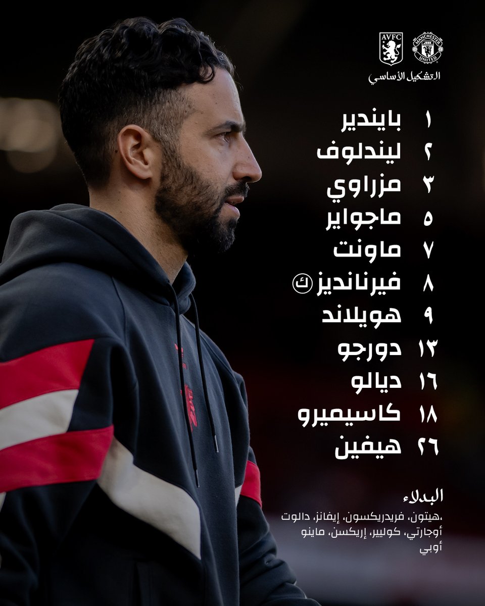 اختيارات أموريم لمباراة اليوم 🔴

#يونايتد | #الدوري_الإنجليزي