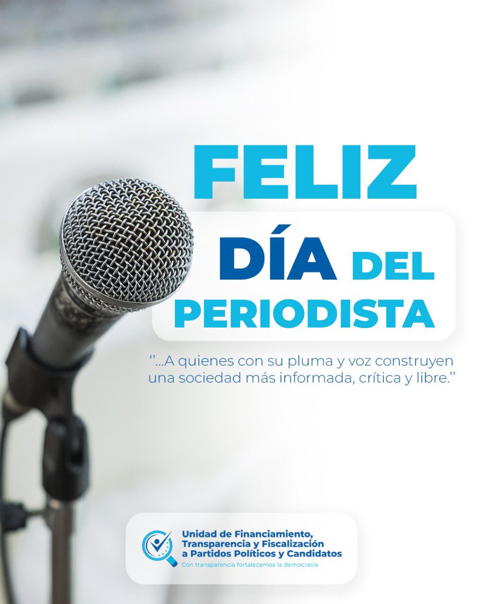 En este Día del Periodista, reconocemos la labor valiente y comprometida de quienes informan con ética, responsabilidad y pasión.

Desde la #UFTF, les agradecemos por ser aliados en la construcción de una democracia más transparente.

¡Feliz Día del Periodista! 🎙️🇭🇳