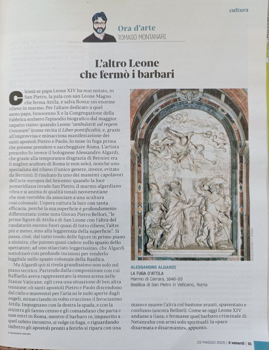 Elisa Canetri (@canetrielisa) on Twitter photo "Come se oggi #LeonXIV andasse a #Gaza, e fermasse quel barbaro criminale di #Netanyahu con armi solo spirituali: la *pace disarmata e disarmante*, appunto"
Alessandro Algardi, La fuga di Attila
Roma, San Pietro in Vatican, 1646-53
<a href="/tomasomontanari/">Tomaso Montanari</a> 🕊️ "Come se oggi #LeonXIV andasse a #Gaza, e fermasse quel barbaro criminale di #Netanyahu con armi solo spirituali: la *pace disarmata e disarmante*, appunto"
Alessandro Algardi, La fuga di Attila
Roma, San Pietro in Vatican, 1646-53
<a href="/tomasomontanari/">Tomaso Montanari</a> 🕊️