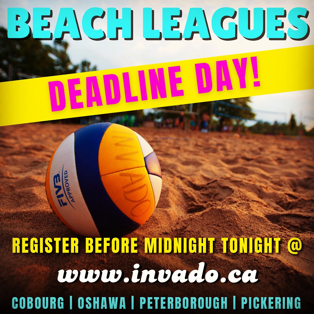It’s now or never…so sign up on your OWN, with a FRIEND, or as a TEAM before midnight tonight - and make your summer SPECTACULAR!

#invadovb #volleyballleagues #adultvolleyballleagues #youthvolleyballleagues