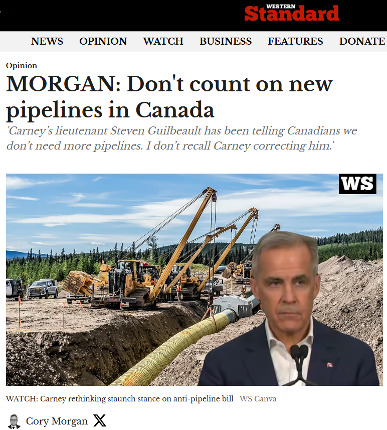 cbcwatcher's tweet photo. "If Mark Carney truly wanted to facilitate the development of cross-country infrastructure to deliver Canadian energy products worldwide, he would be on it like a pit bull. He would hold conferences on the issue and show maps of a proposed energy corridor. He would declare pipelines to be in the national interest, and his government would tell Canadians of the benefits all citizens could enjoy with increased sales of energy products around the world.

Mark Carney is doing none of those things because Mark Carney has no interest in allowing any new pipelines to be constructed in Canada. He paid lip service to the issue during the election and now will allow Canada’s energy industry to continue to atrophy under a ridiculous regulatory process." @CoryBMorgan https://t.co/dgQgbEB7KI