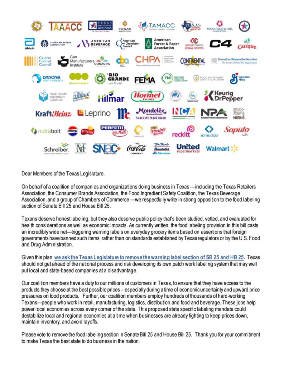 travelingenes's tweet image. I testified for SB 25—a bill to teach nutrition in med school, protect PE for kids, and label toxic food.
Big Food responded with a letter claiming that warning Texans about cancer-causing chemicals would hurt Texans case in the long run.
Because when truth threatens profits,…