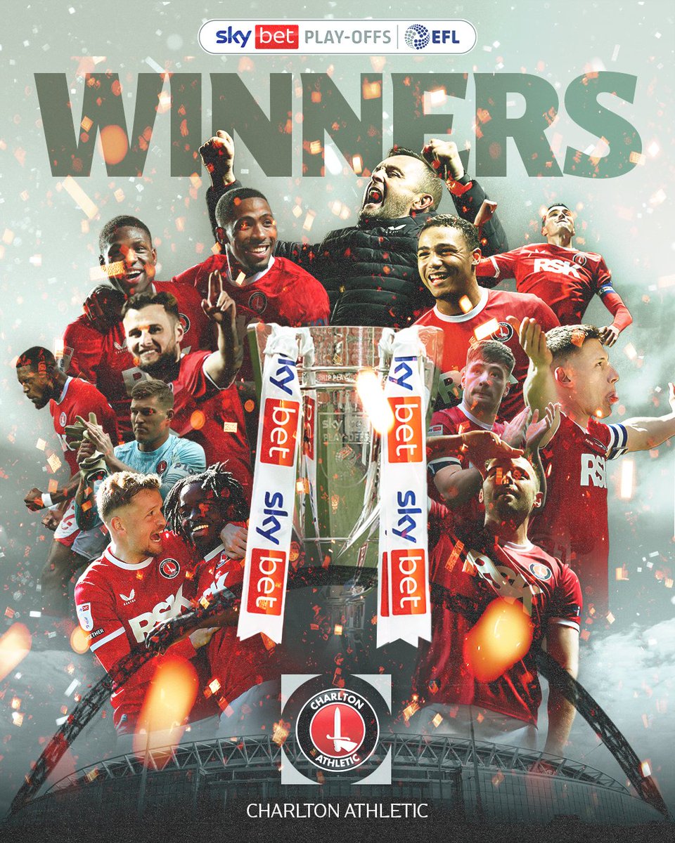 🏆 Congratulations to <a href="/CAFCofficial/">Charlton Athletic FC</a>, your 2024/25 #SkyBetLeagueOne Play-Off Final winners! 

#EFLPlayOffs | #StepUp