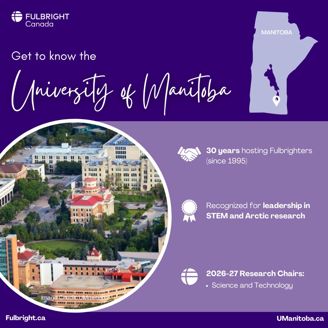 Fulbright Canada (@fulbrightcanada) on Twitter photo 🌾 Explore Science and Technology in Canada’s Heartland.
As a U.S. Scholar at <a href="/umanitoba/">University of Manitoba</a>, you’ll collaborate with top Canadian experts and have access to a vibrant academic community, strengthening knowledge and ties across borders.
📅 Apply by Sept 15: ow.ly/EzUi50VWHk9 🌾 Explore Science and Technology in Canada’s Heartland.
As a U.S. Scholar at <a href="/umanitoba/">University of Manitoba</a>, you’ll collaborate with top Canadian experts and have access to a vibrant academic community, strengthening knowledge and ties across borders.
📅 Apply by Sept 15: ow.ly/EzUi50VWHk9