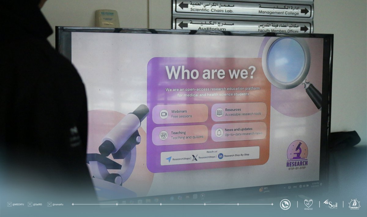 في كل إنجازٍ عظيم، أيادٍ بيضاء تُسهم في صنع أثره 🌟
نتقدم بوافر الشكر وعظيم الامتنان لـ رُعاتنا الكرام، الذين كانوا شركاء في دعم يوم البحث العلمي، إيمانًا منهم برسالة العلم ورسالته السامية 🌟

Research step-by-step 
<a href="/ResearchSteps/">Research Step-By-Step</a> 
بكم نسمو، وبعطائكم نُزهر 🤍

#SailResearchDay