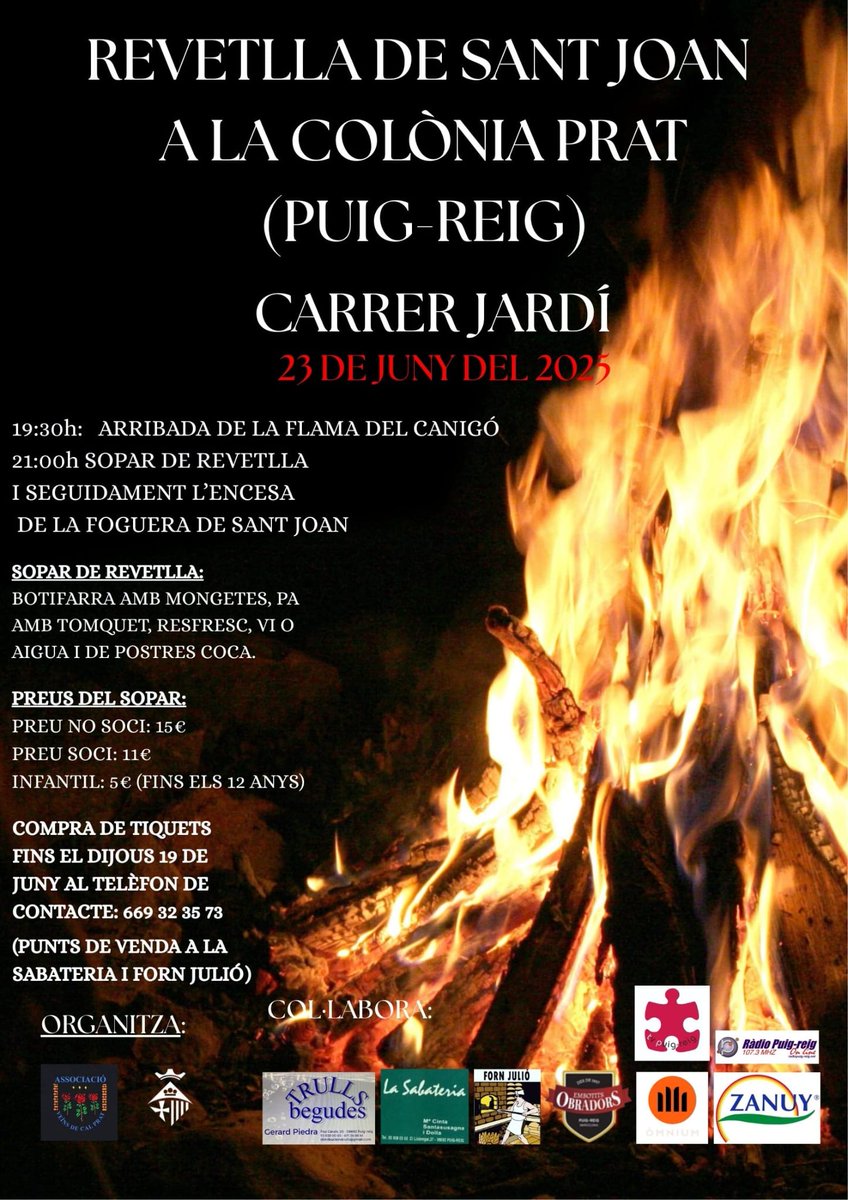 Associacioveins's tweet image. JA TENIM EL CARTELL DE LA REVETLLA DE SANT JOAN DE LA COLÒNIA PRAT 2025. 🎉🤩🔥
Dilluns dia 23 de juny a les 19:30h al Carrer Jardí, celebrarem la Revetlla de Sant Joan a la Colònia Prat.
Teniu tota l'informació a la publicitat. 👇
ESPEREM A TOTS I A TOTES!! 🥳