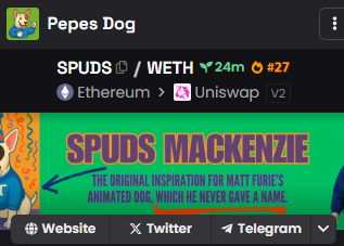 SpudsERC's tweet photo. Dexscreener is now updated! 🐶

📊https://t.co/5svUR4L9sx https://t.co/0oLKN6KoCO