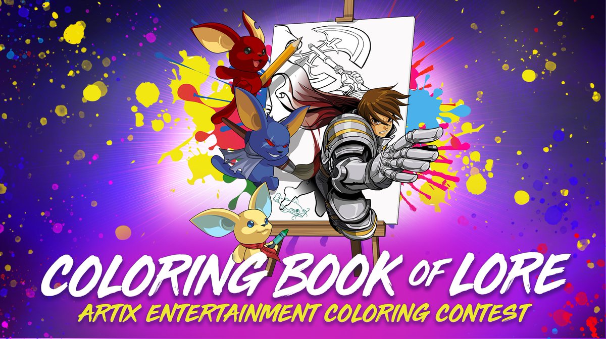 🏆 New Coloring Contest 🏆
Use 1 of 10 downloadable templates, or color a page from your Coloring Book of Lore, or draw your own character! 
🤑 Grand Prize: 5,000 APs + Paintbender items + signed Coloring Book of Lore by Artix himself!
🏁 Let's gooo!
aq3d.com/news/artix-ent…
