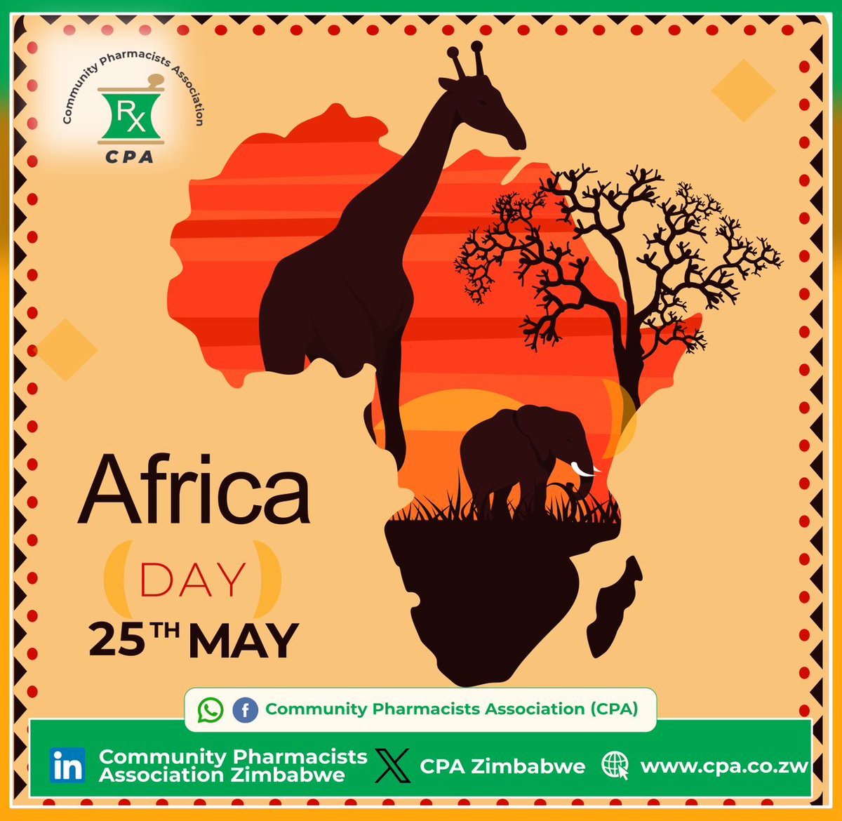 Happy Africa Day!

Wishing you a joyous Africa Day celebration.

#AfricaDay #CommunityPharmacists #PharmacyPractice #AfricanExcellence