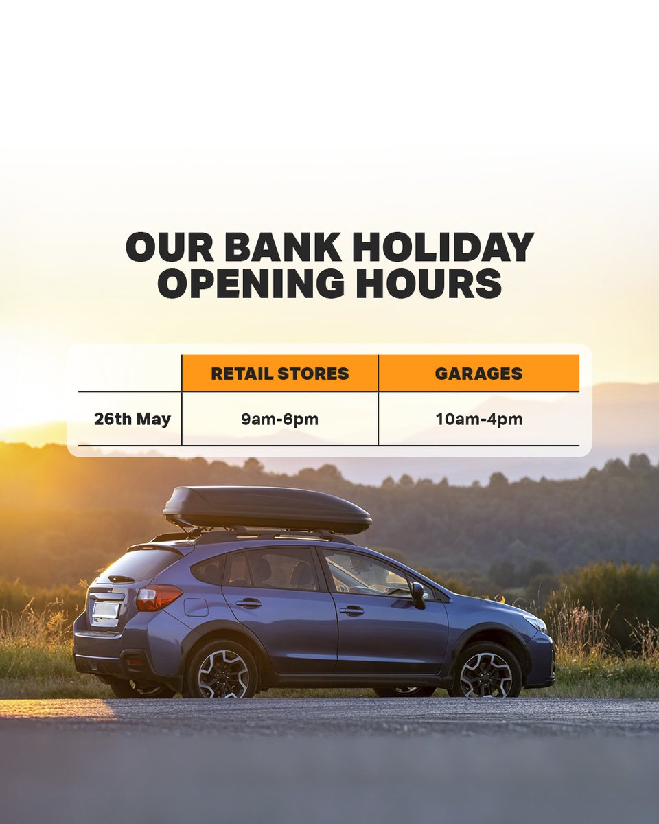 Halfords_uk's tweet image. It's a long weekend! 🙌
We’re open, but be sure to check our bank holiday hours so you don't miss out!
#bankholiday #openinghours #halfords