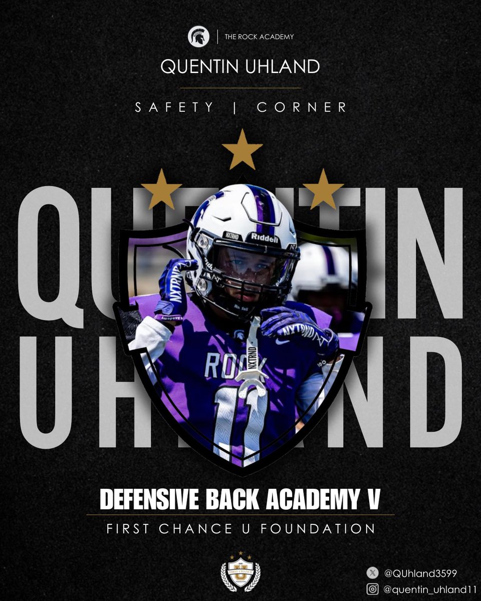 I’M IN 🏈
Quentin Uhland
The Rock Academy ’27

#FirstChanceU
#TheRockAcademy
#FCUDBAcademyV