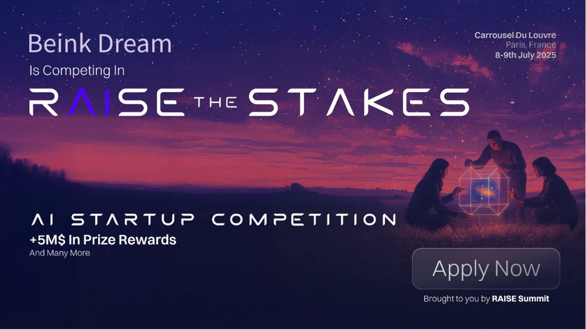 Beink Dream (@beinkdream) on Twitter photo Happy to announce our participation at #RAISEtheSTAKES by <a href="/RaiseSummit/">RAISE Summit</a> 🏆
Join us at the largest AI Startup Competition for a chance to win $10M in Prizes, pitch 400+ Investors, ... and much more! 🌟 x.com/RaiseSummit/st… Happy to announce our participation at #RAISEtheSTAKES by <a href="/RaiseSummit/">RAISE Summit</a> 🏆
Join us at the largest AI Startup Competition for a chance to win $10M in Prizes, pitch 400+ Investors, ... and much more! 🌟 x.com/RaiseSummit/st…