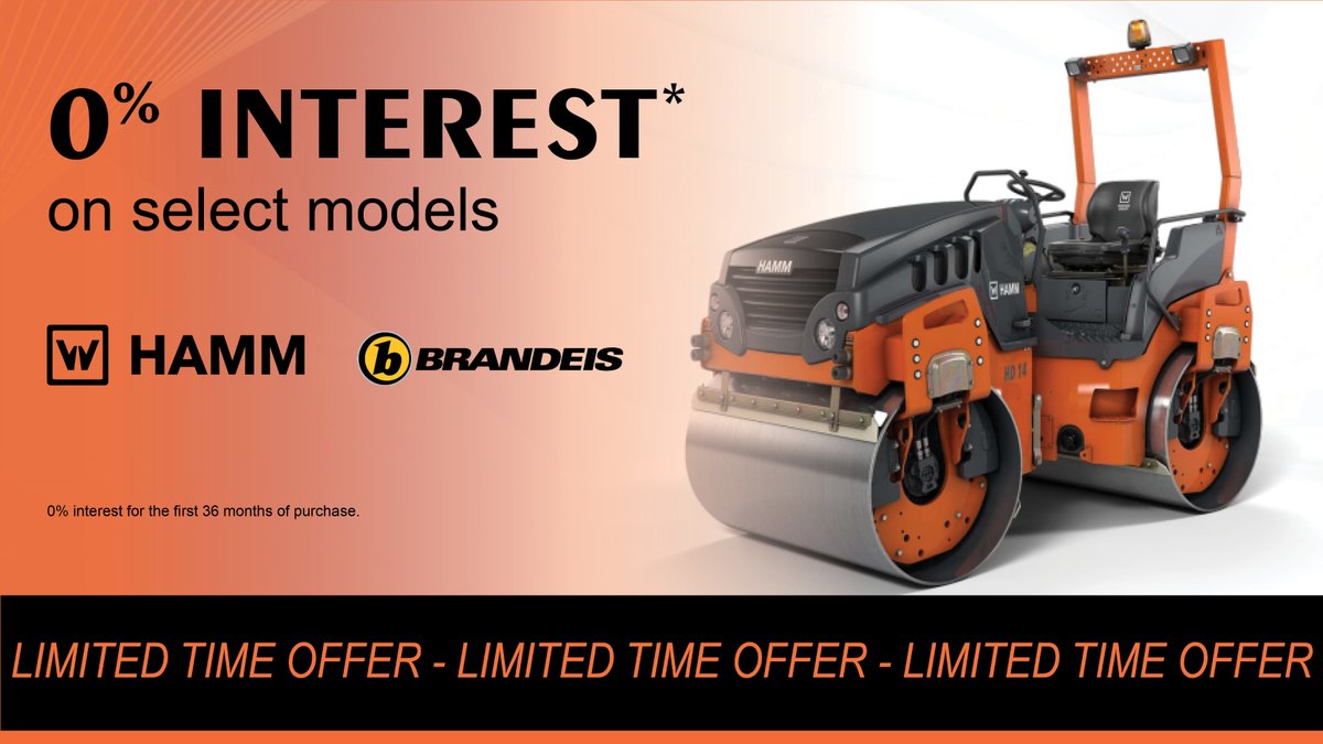 Check out our 0% financing for 36 months on select HAMM rollers. Offer ends June 1st. Contact your local Brandeis Machinery branch today and speak with a Machine Sales Rep! 👉 brandeismachinery.com

#BrandeisMachinery #HAMMRollers #WirtgenGroup
