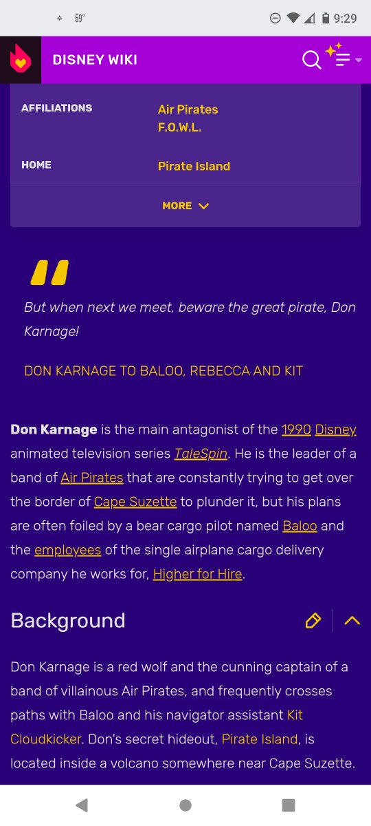 Joker_Ollie's tweet photo. "Skurv the coyote is just Foxy! Indigo Park ripped off FNAF!!"

WRONG!!!! The new character is ACTUALLY a reference to Don Karnage, an air pirate antagonist from Toon Disney's Talespin series, released in 1990! https://t.co/KXe7nECEWT