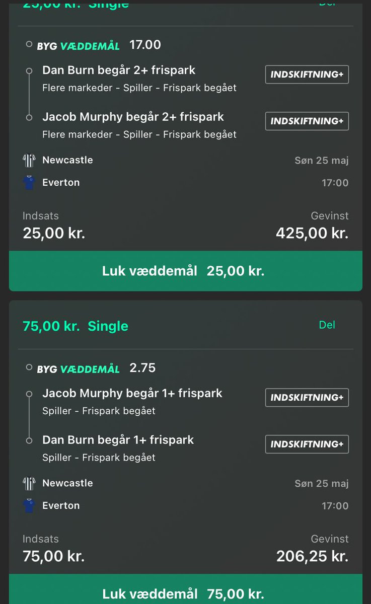 Murphy + Burn Foul 2.75 u0.75 
O1.5 each 17.00 u0.25