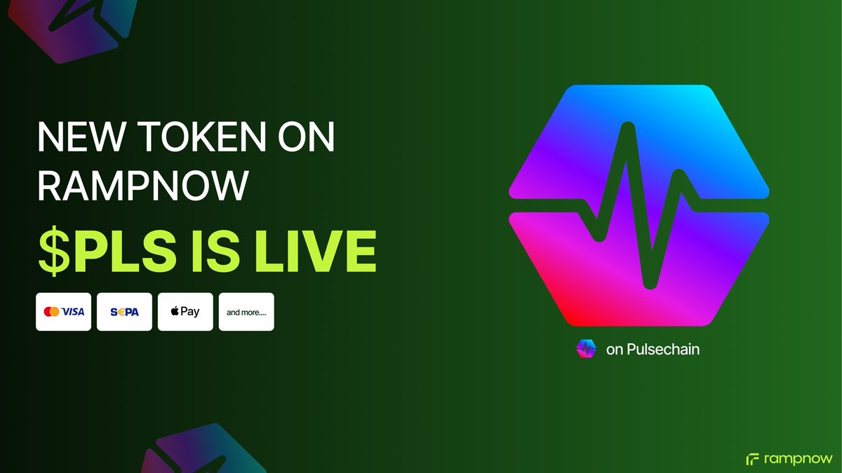 OfficialRampnow's tweet photo. BREAKING: $PLS JUST LANDED ON @OfficialRampnow!
Buy $PLS on PulseChain instantly with SEPA, VISA, Apple Pay, Google Pay & more.

Fiat → $PLS in under 5 minutes.
No delays. Just pure buy pressure on-chain.

Fuel the PulseChain ecosystem with real-world fiat.
Live now:
https://t.co/RJD72RlSwr

@RichardHeartWin @PulseChainCom @hexcrypto @hexupdates @0xHexican @PulsePolice @hexscout 

#PLS #PulseChain #OnRamp #DeFi #CryptoAdoption #BuyCrypto #Rampnow #PLSonRampnow #PulseX #HEX #HEXcommunity #DeFiOnboarding #CryptoEurope #CryptoNews #PLSArmy