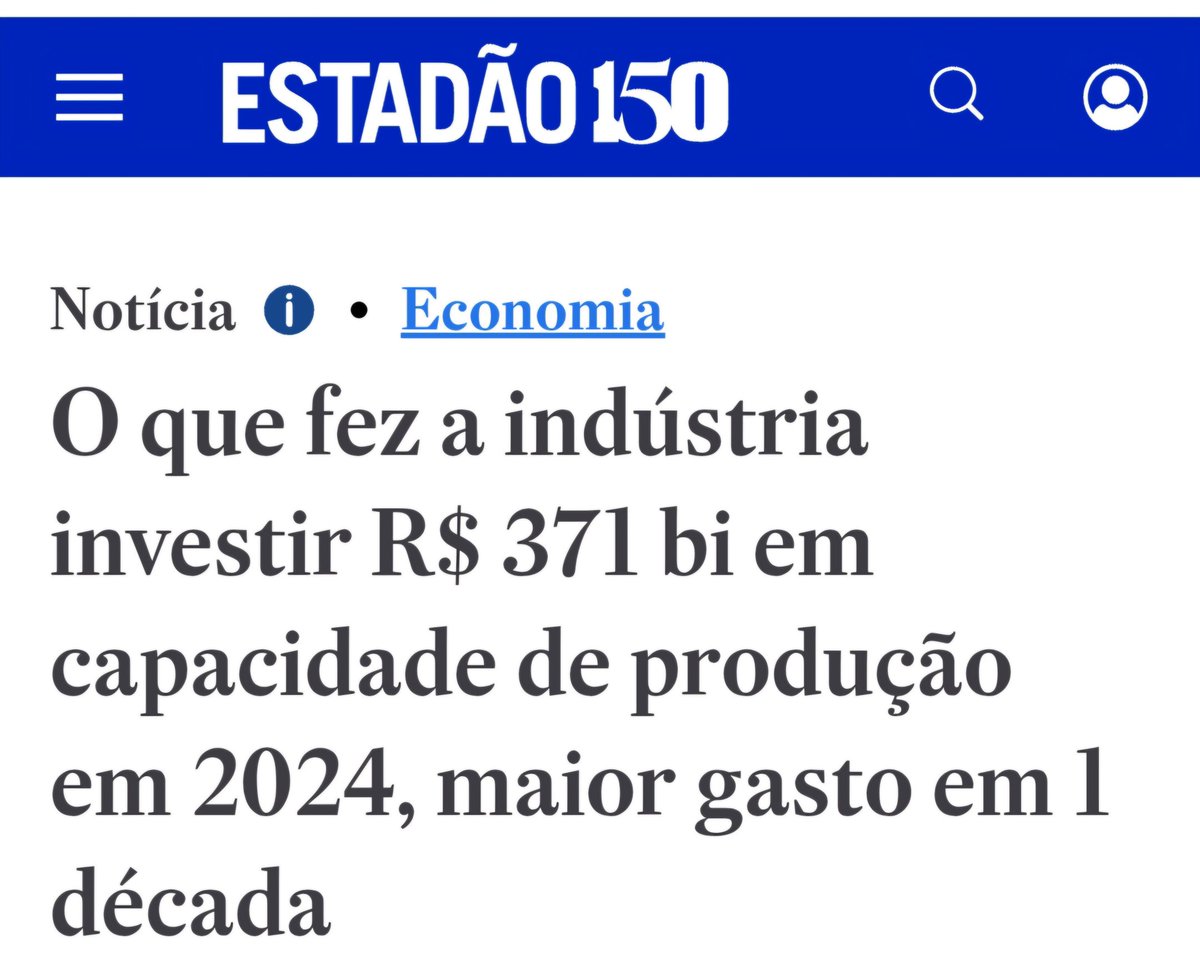 R$ 371 bilhões em investimentos em 2024: Maior investimento em mais de 10 anos.

Com o crescimento do PIB de 3,2% em 2023 e 3,4% em 2024.

Com a indústria de transformação crescendo 3,8%, maior crescimento dos últimos 14 anos.

Com a massa salarial recorde alcançado R$ 342