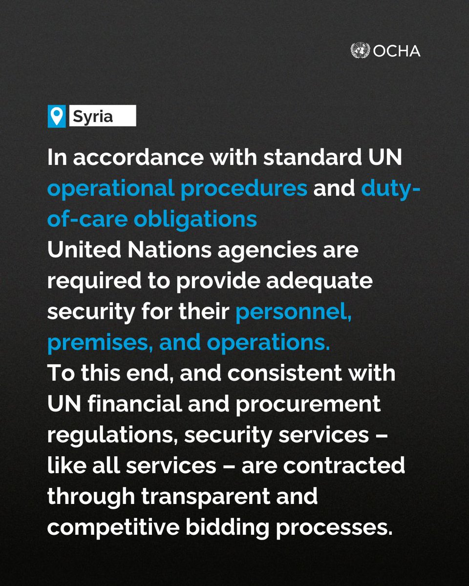 OCHA Syria (@ocha_syria) on Twitter photo The UN in Syria remains committed to the principles of transparency, accountability, impartiality & neutrality in all its operations & engagements
Read the RCHC <a href="/adam_abdelmoula/">Adam Abdelmoula</a> Statement on the allegations concerning UN security-related payments
🔗bit.ly/4jeNQil The UN in Syria remains committed to the principles of transparency, accountability, impartiality & neutrality in all its operations & engagements
Read the RCHC <a href="/adam_abdelmoula/">Adam Abdelmoula</a> Statement on the allegations concerning UN security-related payments
🔗bit.ly/4jeNQil