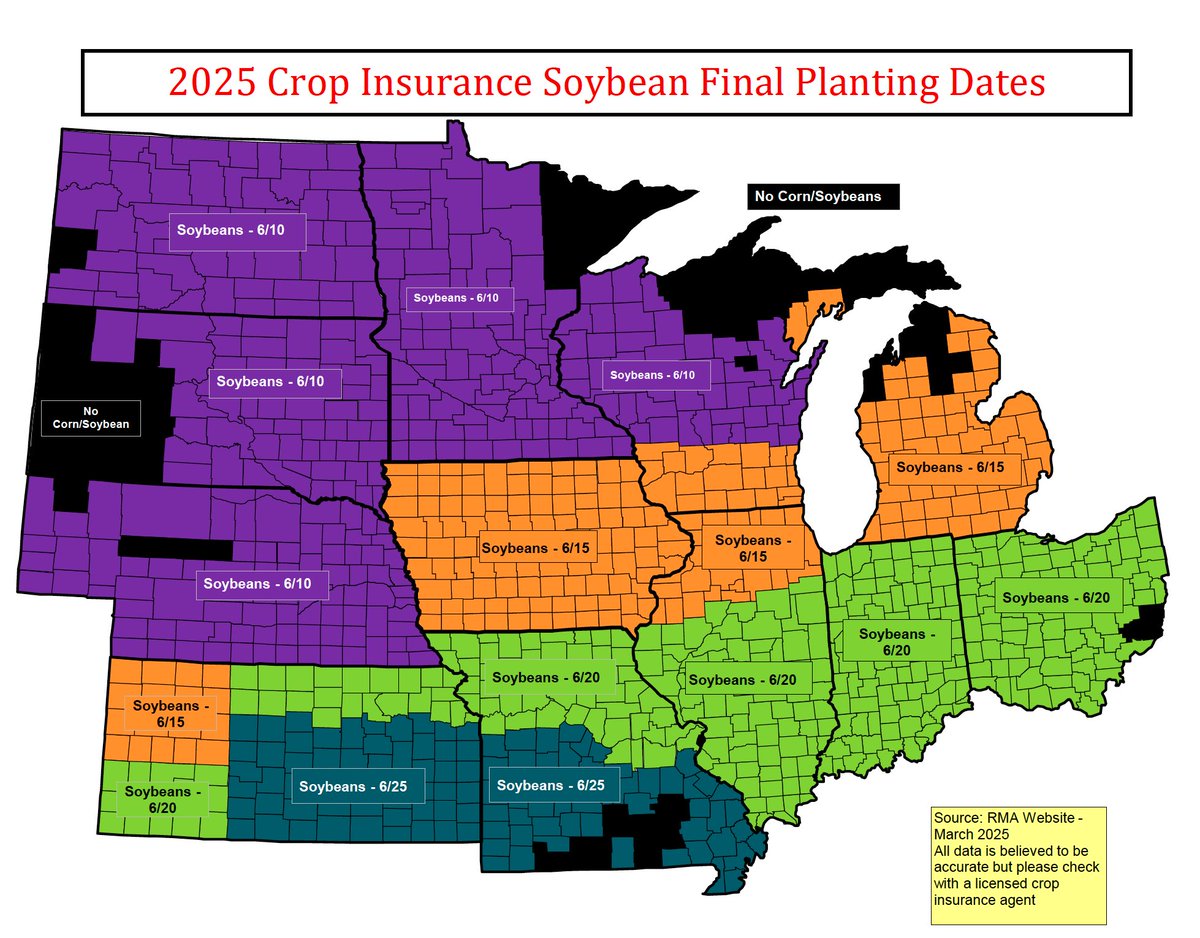 Crop insurance final planting dates for #corn and #soybeans