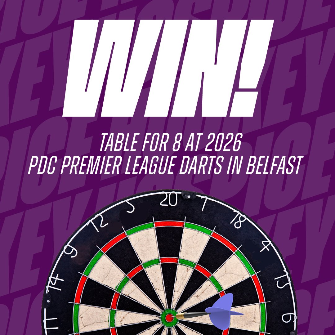 Belfast Giants (@belfastgiants) on Twitter photo A BULLSEYE PRIZE ๐ฏ
Fancy winning a table for 8 at the 2026 PDC Premier League Darts in Belfast (date TBC), PLUS a signed dartboard?
โณ End 5pm on Friday 30 May. All proceeds go to <a href="/NIHospice/">NI Hospice</a>.
โน๏ธEnter now: bit.ly/NIHospiceDarts
#HospiceHockey A BULLSEYE PRIZE ๐ฏ
Fancy winning a table for 8 at the 2026 PDC Premier League Darts in Belfast (date TBC), PLUS a signed dartboard?
โณ End 5pm on Friday 30 May. All proceeds go to <a href="/NIHospice/">NI Hospice</a>.
โน๏ธEnter now: bit.ly/NIHospiceDarts
#HospiceHockey