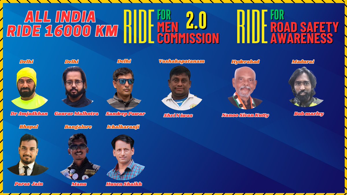All India Bike Ride 
Men's Commission &amp; Road Safety. 
🔗 Join the cause! Click here to get more information 
Join Ride All India different city contact
Dr.Amjadkhan 7678243099
chat.whatsapp.com/DpozQR3fNO6GIq…
