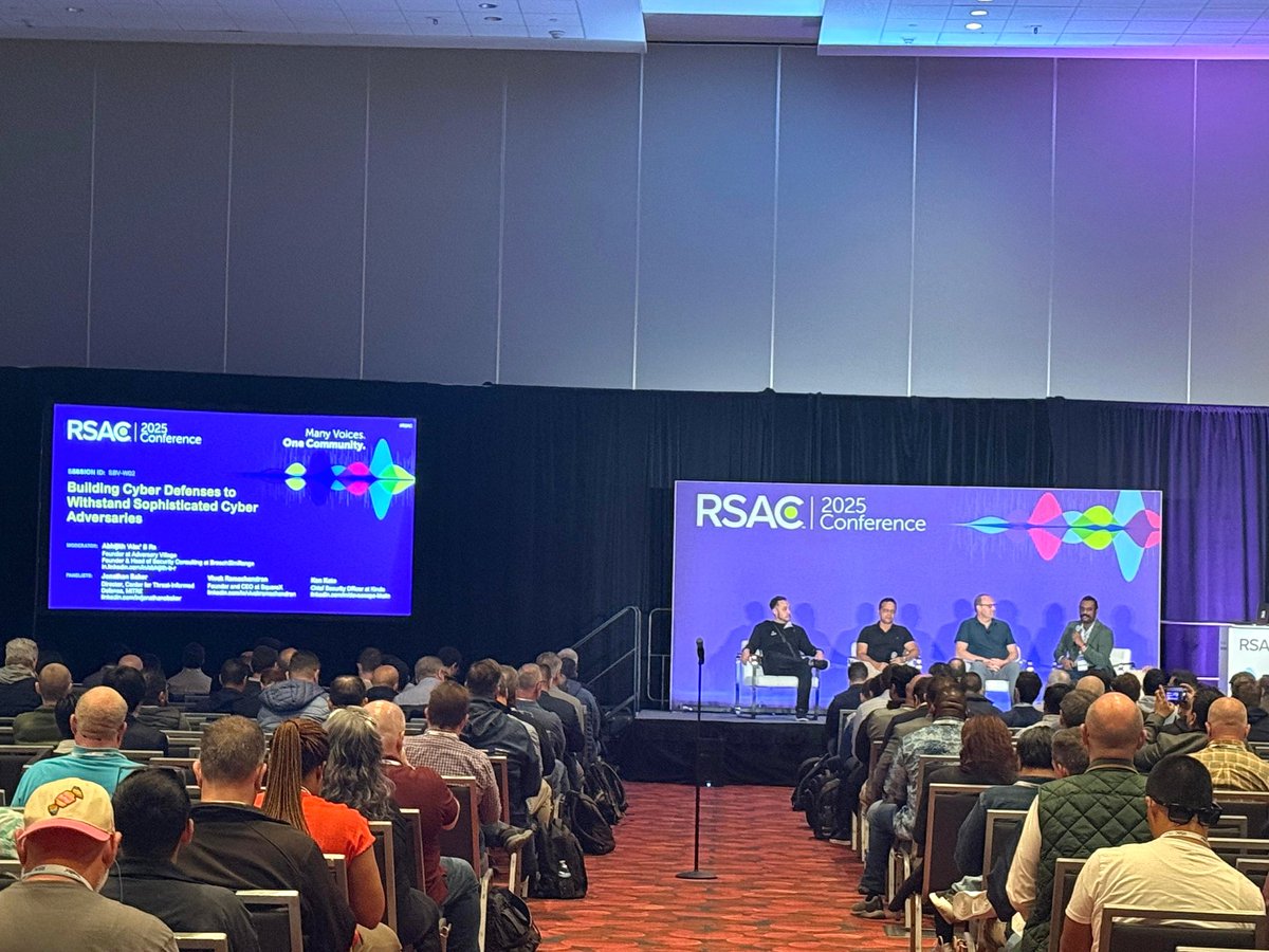 abhijithbr's tweet image. Pictures from the panel discussion,  &apos;Building Cyber Defenses to Withstand Adversaries&apos; at @RSAConference 2025. 
@CyberCalyx, @vivekramac, and @JonathanOBaker.
Watch video and deck from the RSAC website: lnkd.in/gNwC3abS
#RSAC2025 #ManyVoicesOneCommunity @AdversaryVillag