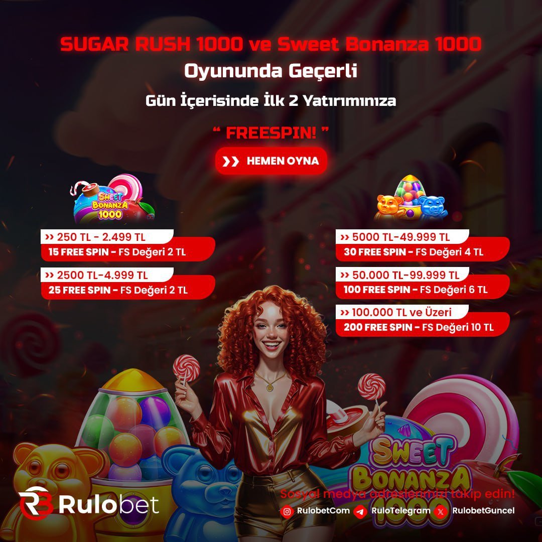 💯 FreeSpin Yağmuru Başladı !

🧸 Her gün ilk 2 yatırımınızda, Sweet Bonanza 1000 ve Sugar Rush 1000 oyununda geçerli her biri 2 ile 10 TL arasında değişen freespin kazandın!

🥳 Her gün bu fırsatı yakalayarak büyük kazançlar elde edebilirsiniz! 

🚩 rulo.work/vzfp7